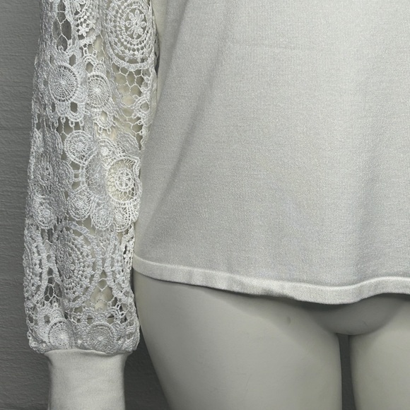 Belldini Top Off White / White Lace Long Sleeve Women's XL New - Picture 15 of 16